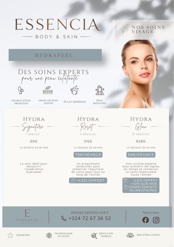 Flyer Hydrapeel – formules Hydra Signature, Reset et Glow