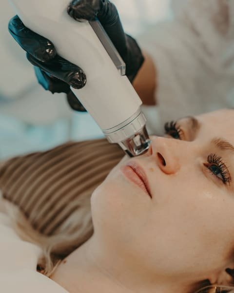 Soin du visage réalisé avec un appareil professionnel